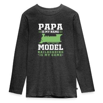 Model Railway Model Making Model Maker - Teenager Premium Organic Long Sleeve Shirt - heather anthracite - Front - AI Model Kid Female (0cm)