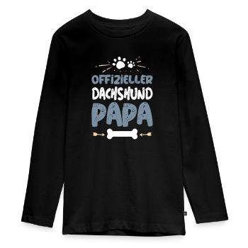 Official Dachshund Dad - Teenager Premium Organic Long Sleeve Shirt - black - Front - AI Model Kid Female (0cm)