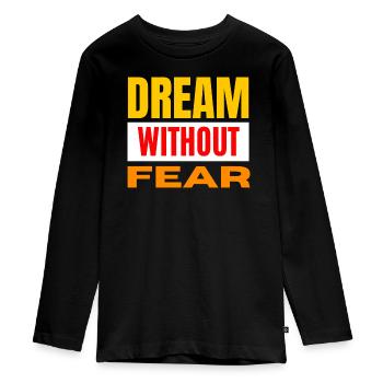 Rêve sans peur – Typo audacieuse - T-shirt manches longues Premium Ado - noir - Devant - AI Model Kid Female (0cm)