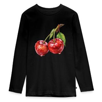 cherry - Teenager Premium Organic Long Sleeve Shirt - black - Front - AI Model Kid Female (0cm)