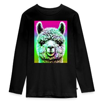 Alpaga - T-shirt manches longues Premium Ado - noir - Devant - AI Model Kid Female (0cm)
