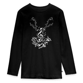 Musiknoten Musik Musiker Notenschlüssel Noten - Teenager Premium Bio Langarmshirt - Schwarz - Vorne - AI Model Kid Female (0cm)