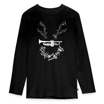 Musiknoten Musik Musiker Notenschlüssel Trompete - Teenager Premium Bio Langarmshirt - Schwarz - Vorne - AI Model Kid Female (0cm)