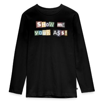 Collage de lettres SYMA - T-shirt manches longues Premium Ado - noir - Devant - AI Model Kid Female (0cm)