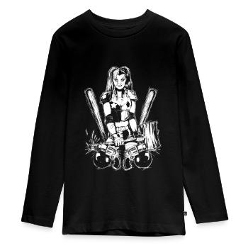 Batman 'Harley Quinn' - Teenager Premium Organic Long Sleeve Shirt - black - Front - AI Model Kid Female (0cm)