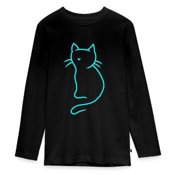 Kätzchen Katze Katzen Haustiere Kinder Miau - Teenager Premium Bio Langarmshirt - Schwarz - Vorne - AI Model Kid Female (0cm)