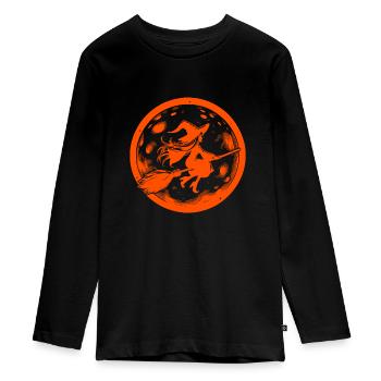 Sorcière volante - Design stylisé d’Halloween - T-shirt manches longues Premium Ado - noir - Devant - AI Model Kid Female (0cm)
