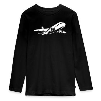 Avions de passagers en vol - aviation et pilotes - T-shirt manches longues Premium Ado - noir - Devant - AI Model Kid Female (0cm)