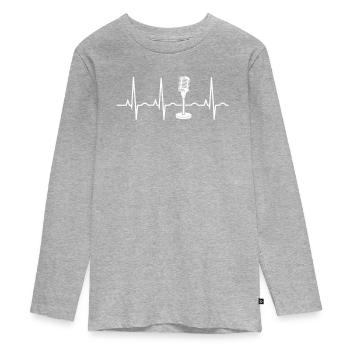 Microphone Heartbeat - T-shirt manches longues Premium Ado - gris chiné - Devant