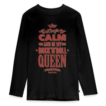 Restez calme et soyez ma reine du rock n roll - T-shirt manches longues Premium Ado - noir - Devant - AI Model Kid Female (0cm)