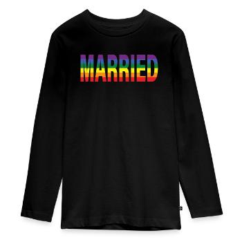 Verheiratet im Regenbogen - Teenager Premium Bio Langarmshirt - Schwarz - Vorne - AI Model Kid Female (0cm)
