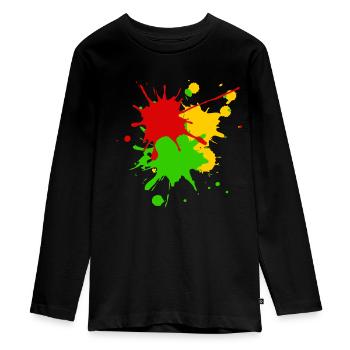 Reggae couleurs Afrique Roots Drapeau Éclaboussures de couleur - T-shirt manches longues Premium Ado - noir - Devant - AI Model Kid Female (0cm)