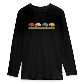 Büffel - Teenager Premium Bio Langarmshirt - Schwarz - Vorne - AI Model Kid Female (0cm)