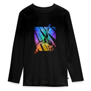 Turnen Salto Gymnast Umriss bunt - Teenager Premium Bio Langarmshirt - Schwarz - Vorne - AI Model Kid Female (0cm)