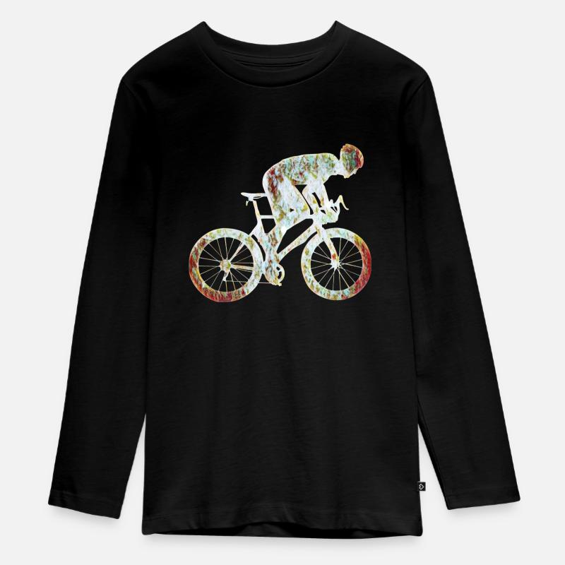 Vélo de course silhouette - T-shirt manches longues Premium Ado - noir