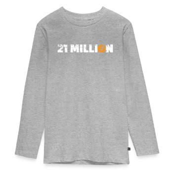 21 Million Bitcoin - Teenager Premium Bio Langarmshirt - Grau meliert - Vorne