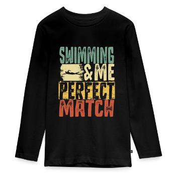 Nageurs - T-shirt manches longues Premium Ado - noir - Devant - AI Model Kid Female (0cm)