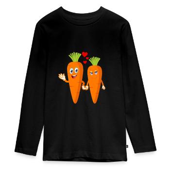 Adorable cute carrots in Love - Teenager Premium Organic Long Sleeve Shirt - black - Front - AI Model Kid Female (0cm)