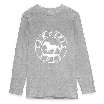 Cowgirls Western Équitation Chevaux Équitation Filles - T-shirt manches longues Premium Ado - gris chiné - Devant