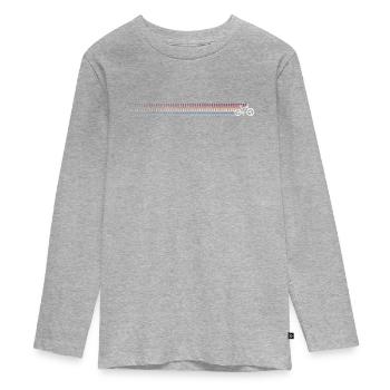 Gradient Barcode Sonnenuntergang - Teenager Premium Bio Langarmshirt - Grau meliert - Vorne