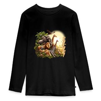 Safari Serengeti Savannah Faune Afrique - T-shirt manches longues Premium Ado - noir - Devant - AI Model Kid Female (0cm)