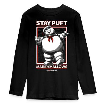 Ghostbusters Stay Puft Marshmallow Mann - Teenager Premium Bio Langarmshirt - Schwarz - Vorne - AI Model Kid Female (0cm)