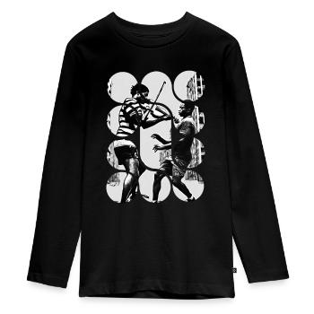 Dynamische urbane Symphonie - Teenager Premium Bio Langarmshirt - Schwarz - Vorne - AI Model Kid Female (0cm)