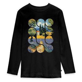 Vintage Artistic Landscape Design - Teenager Premium Organic Long Sleeve Shirt - black - Front - AI Model Kid Female (0cm)