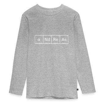 Andreas Nom Prénom Chimie Tableau périodique Élément - T-shirt manches longues Premium Ado - gris chiné - Devant
