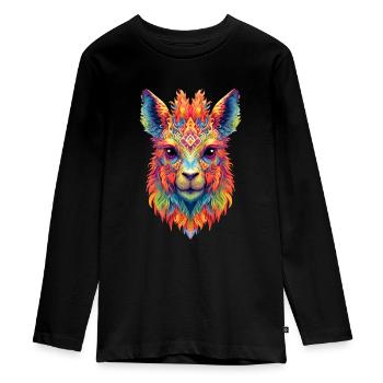 Lama - Teenager Premium Bio Langarmshirt - Schwarz - Vorne - AI Model Kid Female (0cm)