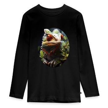 Caméléon - T-shirt manches longues Premium Ado - noir - Devant - AI Model Kid Female (0cm)