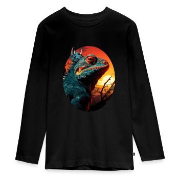 Chameleon - Teenager Premium Organic Long Sleeve Shirt - black - Front - AI Model Kid Female (0cm)