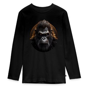 Gorilla - Teenager Premium Organic Long Sleeve Shirt - black - Front - AI Model Kid Female (0cm)