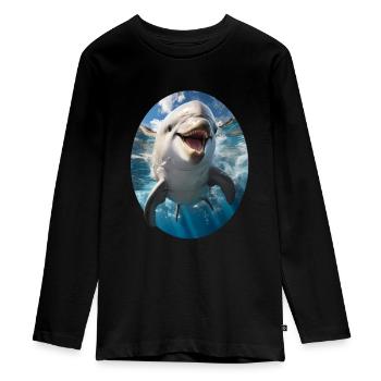 Dauphin - T-shirt manches longues Premium Ado - noir - Devant - AI Model Kid Female (0cm)