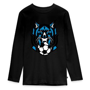 Fußball Luchs Wild Logo Tierverein - Teenager Premium Bio Langarmshirt - Schwarz - Vorne - AI Model Kid Female (0cm)