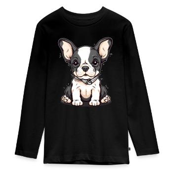 Chiot mignon - T-shirt manches longues Premium Ado - noir - Devant - AI Model Kid Female (0cm)