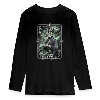 Eternal King of Clubs - Teenager Premium Organic Long Sleeve Shirt - black - Front - AI Model Kid Female (0cm)