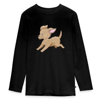 Hundemotiv kleiner Golden Retriever - Teenager Premium Bio Langarmshirt - Schwarz - Vorne - AI Model Kid Female (0cm)