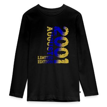 2001 August Limited Edition 22. Geburtstag Outfit - Teenager Premium Bio Langarmshirt - Schwarz - Vorne - AI Model Kid Female (0cm)