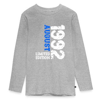 1992 August Limited Edition 31. Geburtstag Outfit - Teenager Premium Bio Langarmshirt - Grau meliert - Vorne