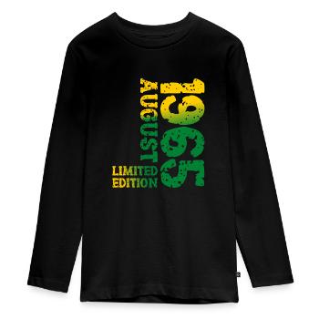 1965 August Limited Edition 58th Birthday Outfit - Teenager Premium Organic Long Sleeve Shirt - black - Front - AI Model Kid Female (0cm)
