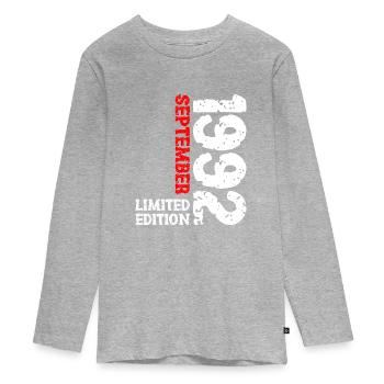 1992 September Limited Edition 31. Geburtstag Deko - Teenager Premium Bio Langarmshirt - Grau meliert - Vorne