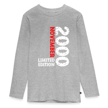 2000 novembre édition limitée 23e anniversaire décoration - T-shirt manches longues Premium Ado - gris chiné - Devant