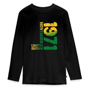 1971 November Limited Edition 52. Geburtstag Deko - Teenager Premium Bio Langarmshirt - Schwarz - Vorne - AI Model Kid Female (0cm)