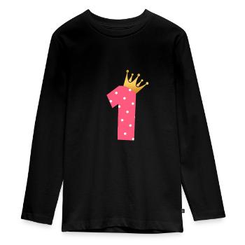 Baby 1. Geburtstag erster Geburtstag Geschenk - Teenager Premium Bio Langarmshirt - Schwarz - Vorne - AI Model Kid Female (0cm)