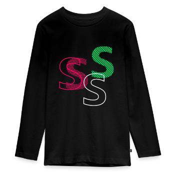 Lettre S - T-shirt manches longues Premium Ado - noir - Devant - AI Model Kid Female (0cm)