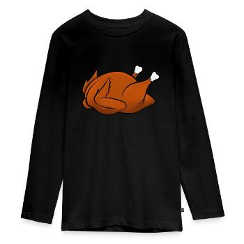 Grilled chicken - Teenager Premium Organic Long Sleeve Shirt - black - Front - AI Model Kid Female (0cm)