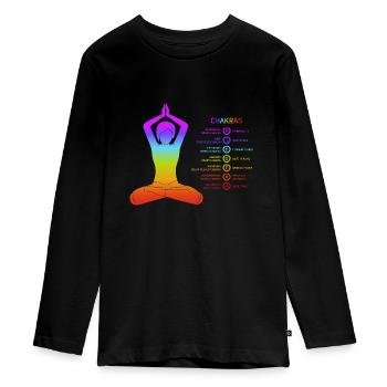 Chakra - Chakras - Maglia a maniche lunghe ecologica premium per ragazzi - nero - Fronte - AI Model Kid Female (0cm)