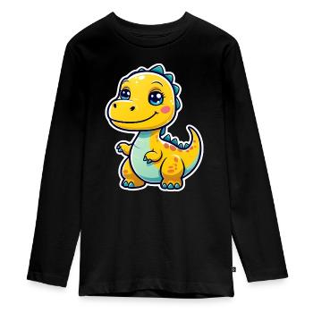 Dino - Teenager Premium Bio Langarmshirt - Schwarz - Vorne - AI Model Kid Female (0cm)