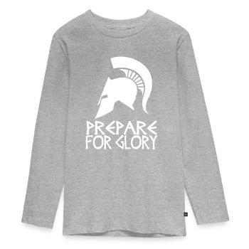Sparta Prepare For Glory - Teenager Premium Bio Langarmshirt - Grau meliert - Vorne